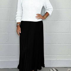 Women's Maxi Skirt | Knit Sweater Top Pleated Maxi