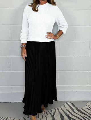 Women's Maxi Skirt | Knit Sweater Top Pleated Maxi