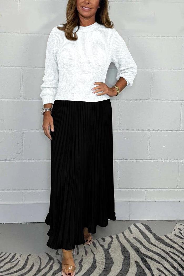 Women's Maxi Skirt | Knit Sweater Top Pleated Maxi