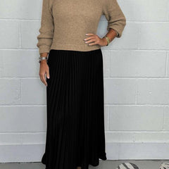 Women's Maxi Skirt | Knit Sweater Top Pleated Maxi