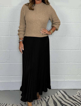 Women's Maxi Skirt | Knit Sweater Top Pleated Maxi
