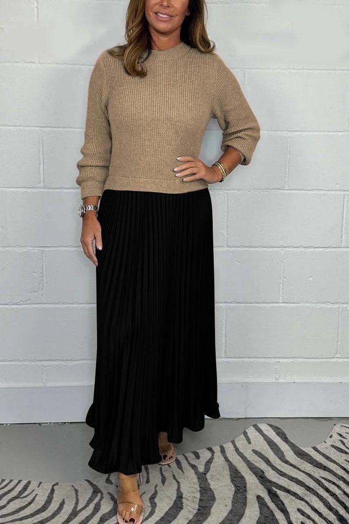 Women's Maxi Skirt | Knit Sweater Top Pleated Maxi