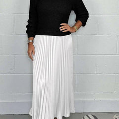 Women's Maxi Skirt | Knit Sweater Top Pleated Maxi