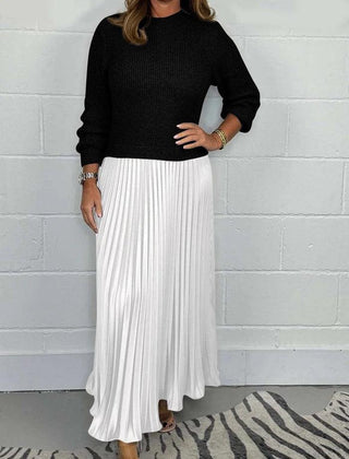 Women's Maxi Skirt | Knit Sweater Top Pleated Maxi