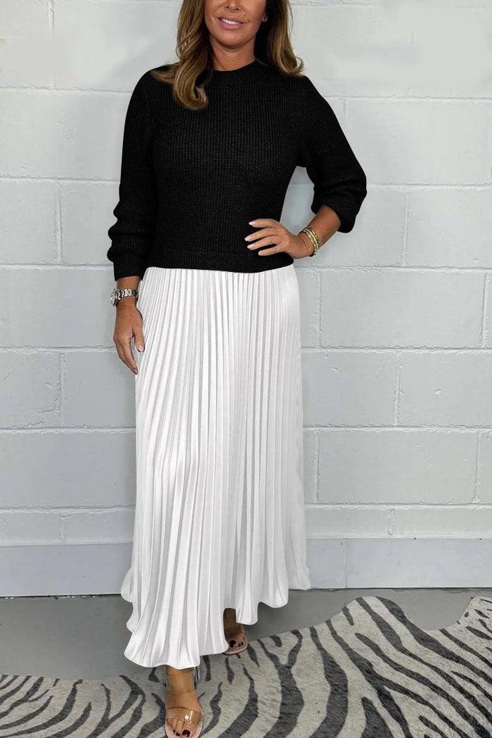 Women's Maxi Skirt | Knit Sweater Top Pleated Maxi
