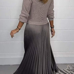 Women's Maxi Skirt | Knit Sweater Top Pleated Maxi