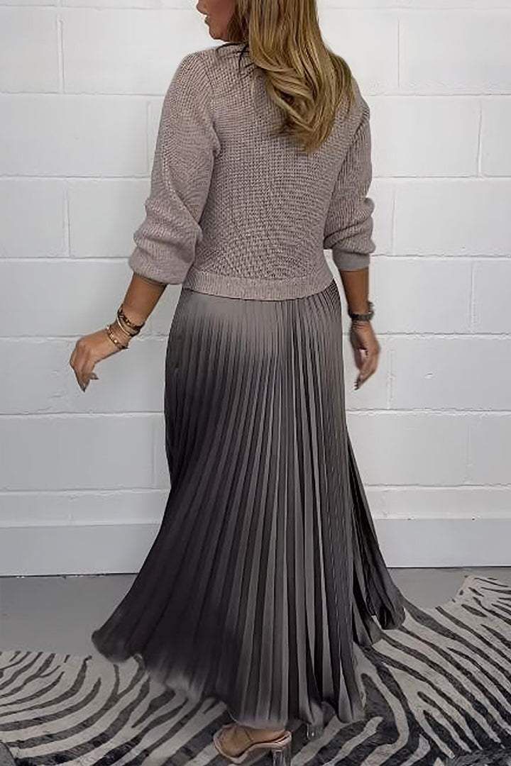 Women's Maxi Skirt | Knit Sweater Top Pleated Maxi