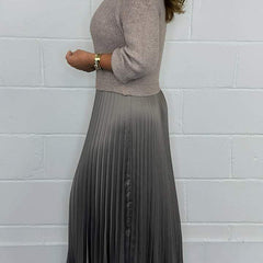 Women's Maxi Skirt | Knit Sweater Top Pleated Maxi