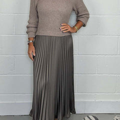 Women's Maxi Skirt | Knit Sweater Top Pleated Maxi