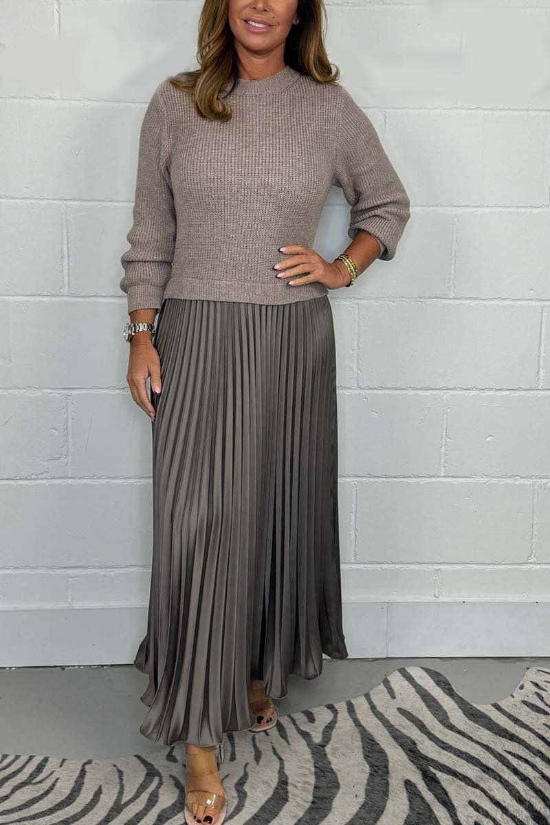 Women's Maxi Skirt | Knit Sweater Top Pleated Maxi