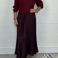 Women's Maxi Skirt | Knit Sweater Top Pleated Maxi
