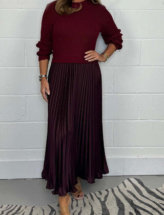 Women's Maxi Skirt | Knit Sweater Top Pleated Maxi