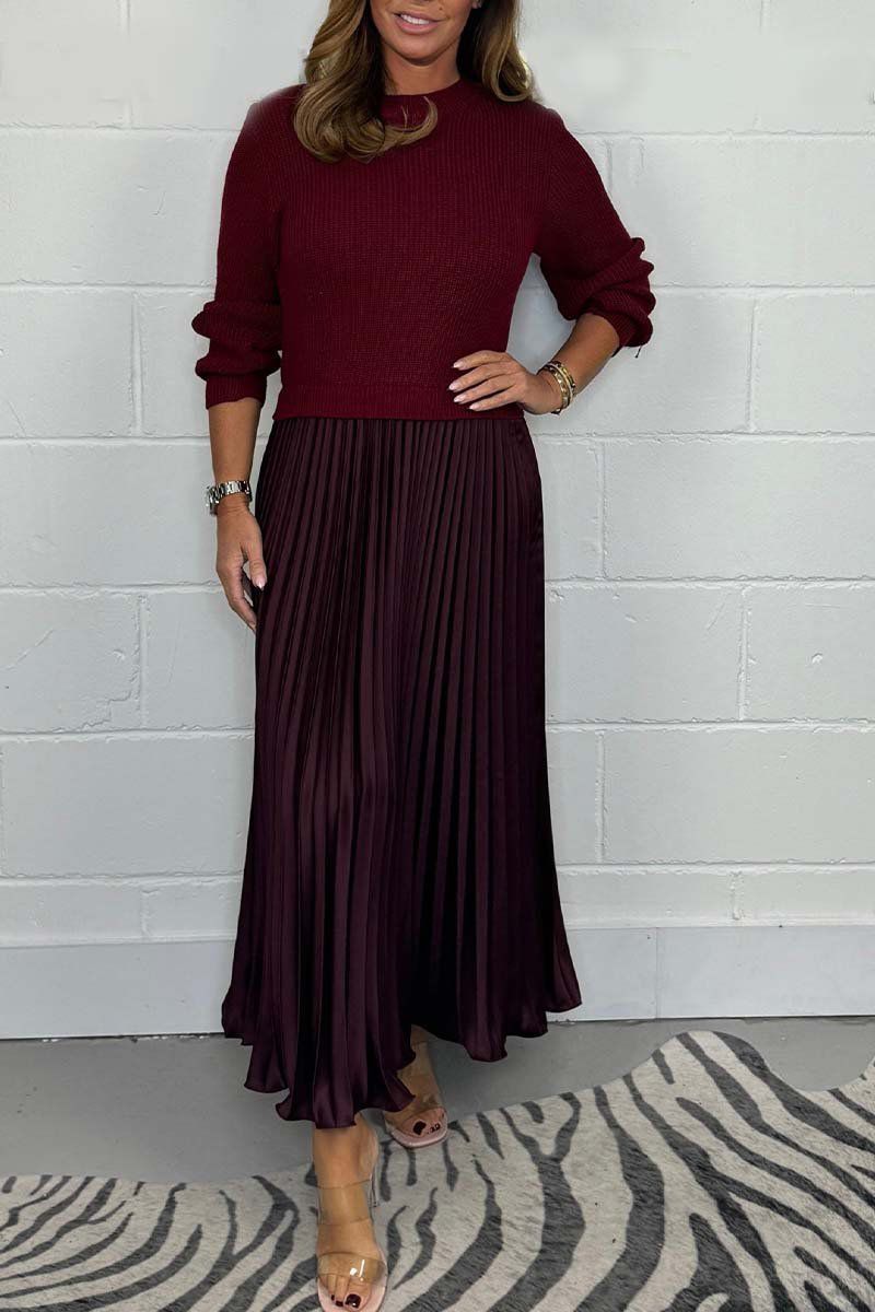 Women's Maxi Skirt | Knit Sweater Top Pleated Maxi