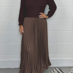 Women's Maxi Skirt | Knit Sweater Top Pleated Maxi