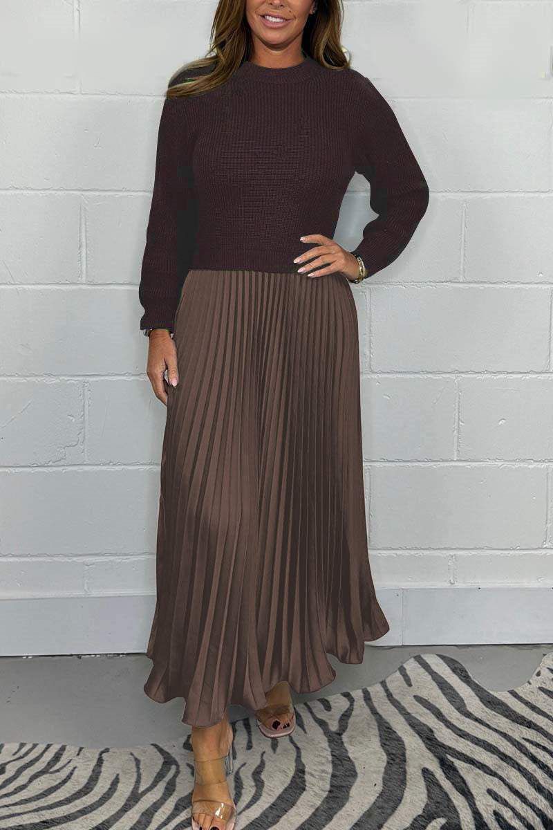 Women's Maxi Skirt | Knit Sweater Top Pleated Maxi