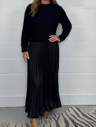 Women's Maxi Skirt | Knit Sweater Top Pleated Maxi