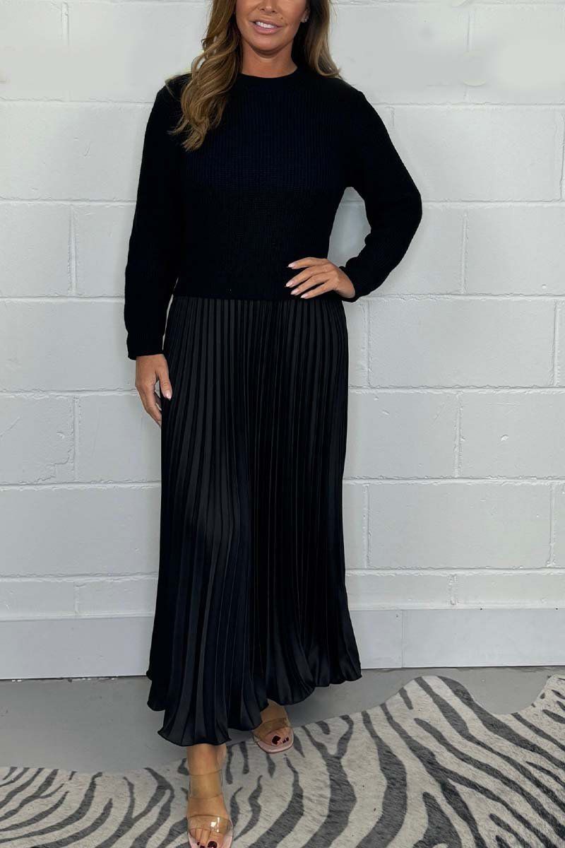 Women's Maxi Skirt | Knit Sweater Top Pleated Maxi