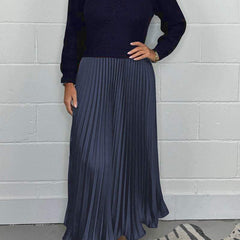Women's Maxi Skirt | Knit Sweater Top Pleated Maxi