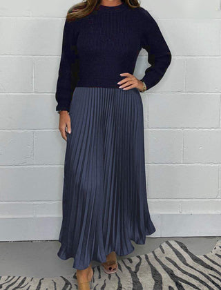 Women's Maxi Skirt | Knit Sweater Top Pleated Maxi
