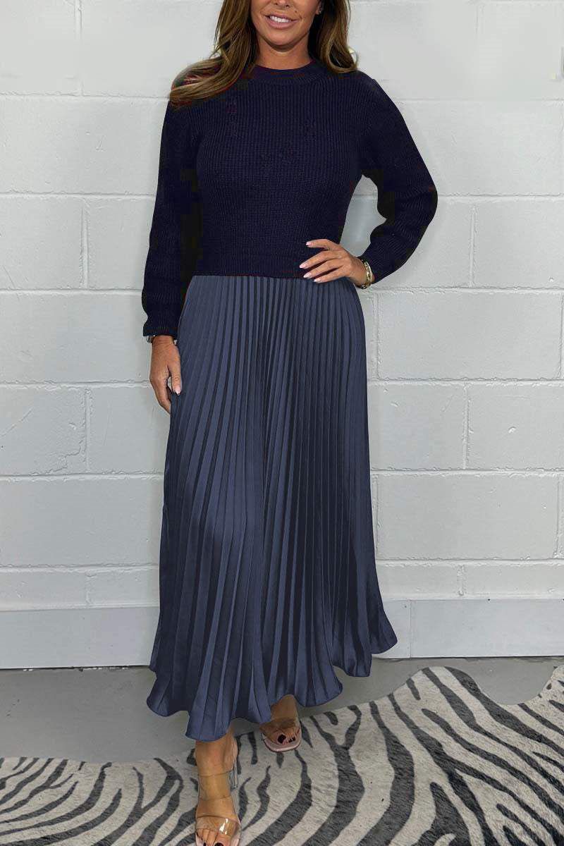 Women's Maxi Skirt | Knit Sweater Top Pleated Maxi