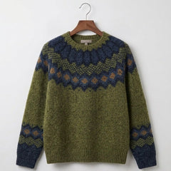 Women's Fair Isle Sweater | Crew Neck Long Sleeve Knit