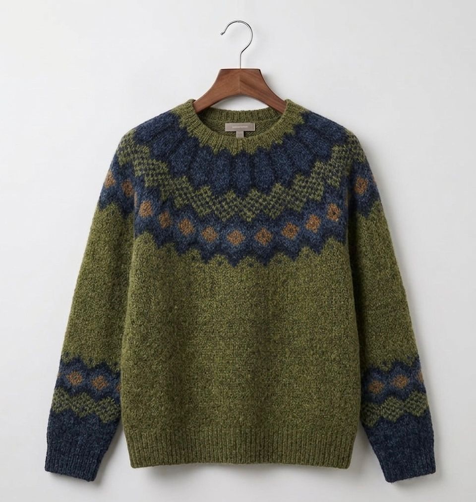 Women's Fair Isle Sweater | Crew Neck Long Sleeve Knit