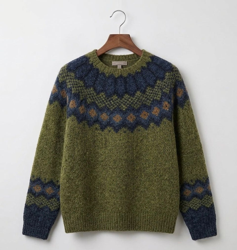 Women's Fair Isle Sweater | Crew Neck Long Sleeve Knit