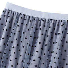 Women's Polka Dot Skirt | Midi Length A-Line Tulle Elastic Waist