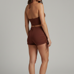 Women's Bikini Bottom | Halter Neckline Ring Detail Drawstring