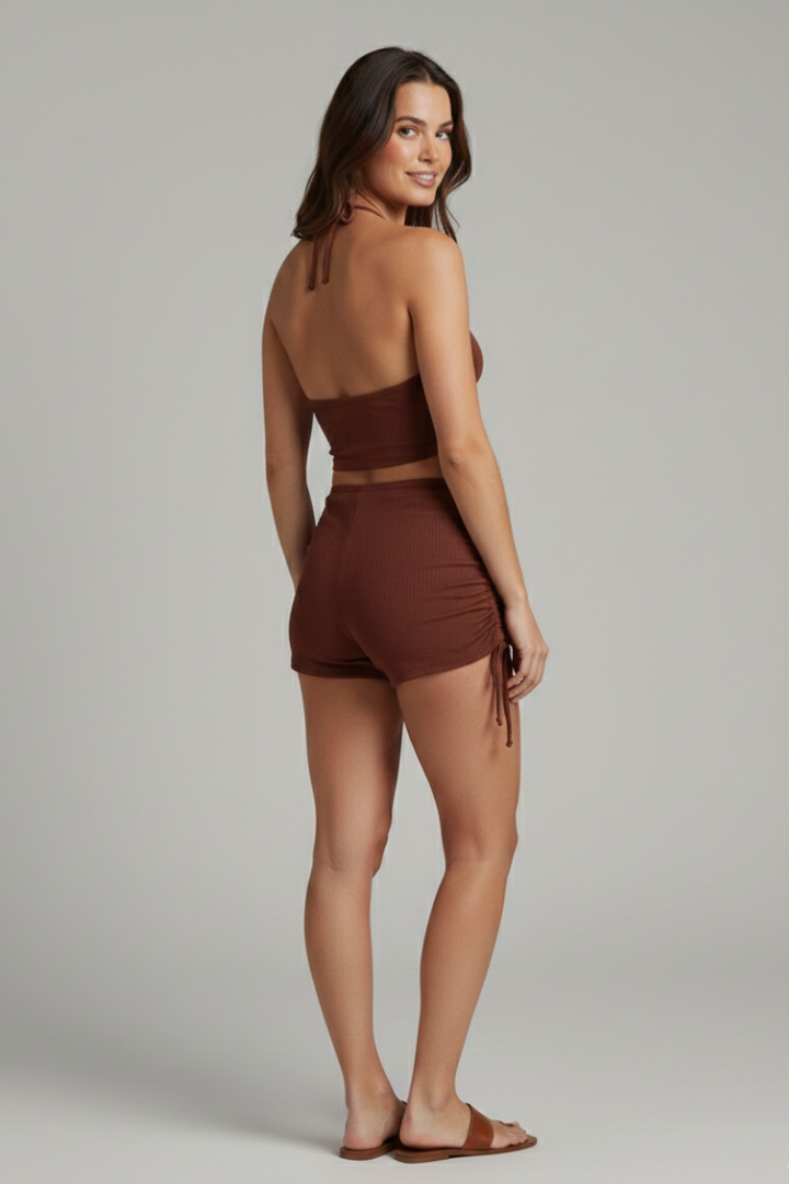 Women's Bikini Bottom | Halter Neckline Ring Detail Drawstring
