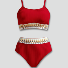 Women's Bikini Top | Ribbed Knit Scoop Neck Spaghetti Strap