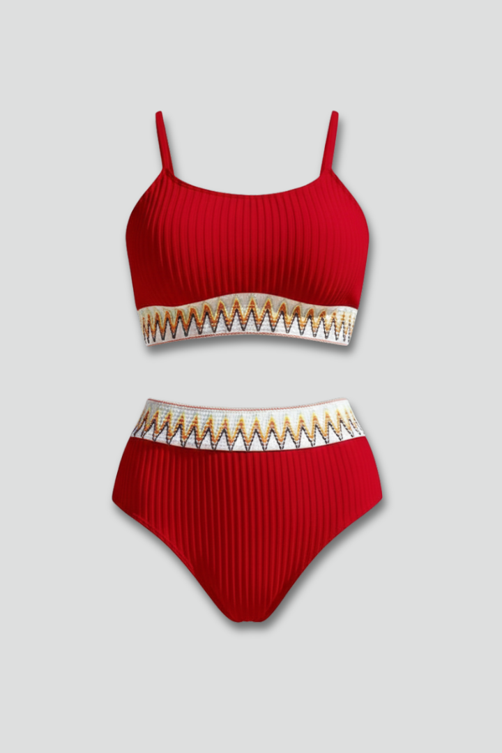 Women's Bikini Set | Ribbed Scoop Neck Cami High Waist