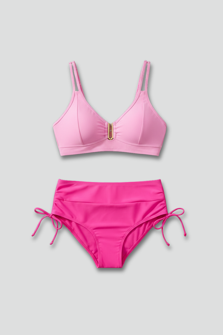 Women's Bikini Set | Split Straps Scoop Neckline High Waist
