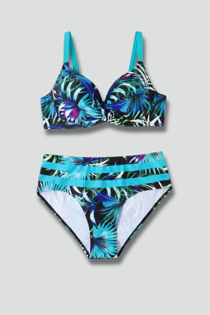 Women's Summer Top | Underwired V-Neck Tropical Print