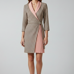 Women's Cocktail Dress | Notched Collar Wrap Midi Pleated