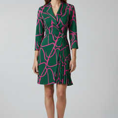 Women's Cocktail Dress | Notched Collar Wrap Midi Pleated