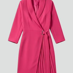 Women's Cocktail Dress | Notched Collar Wrap Midi Pleated