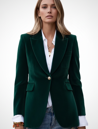 Women's Blazer | Notch Lapel Single Button Velvet