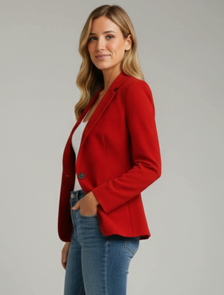 Women's Blazer | Notched Lapel Single Button Long Sleeve