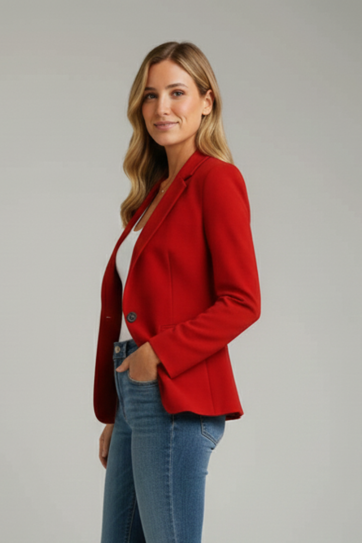 Women's Blazer | Notched Lapel Single Button Long Sleeve
