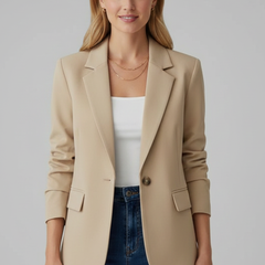 Women's Blazer | Notched Lapel Single Button Long Sleeve