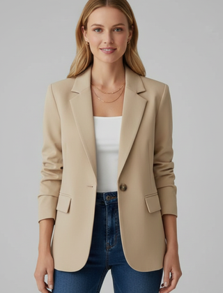 Women's Blazer | Notched Lapel Single Button Long Sleeve