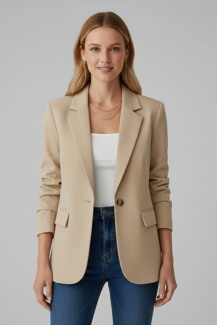 Women's Blazer | Notched Lapel Single Button Long Sleeve