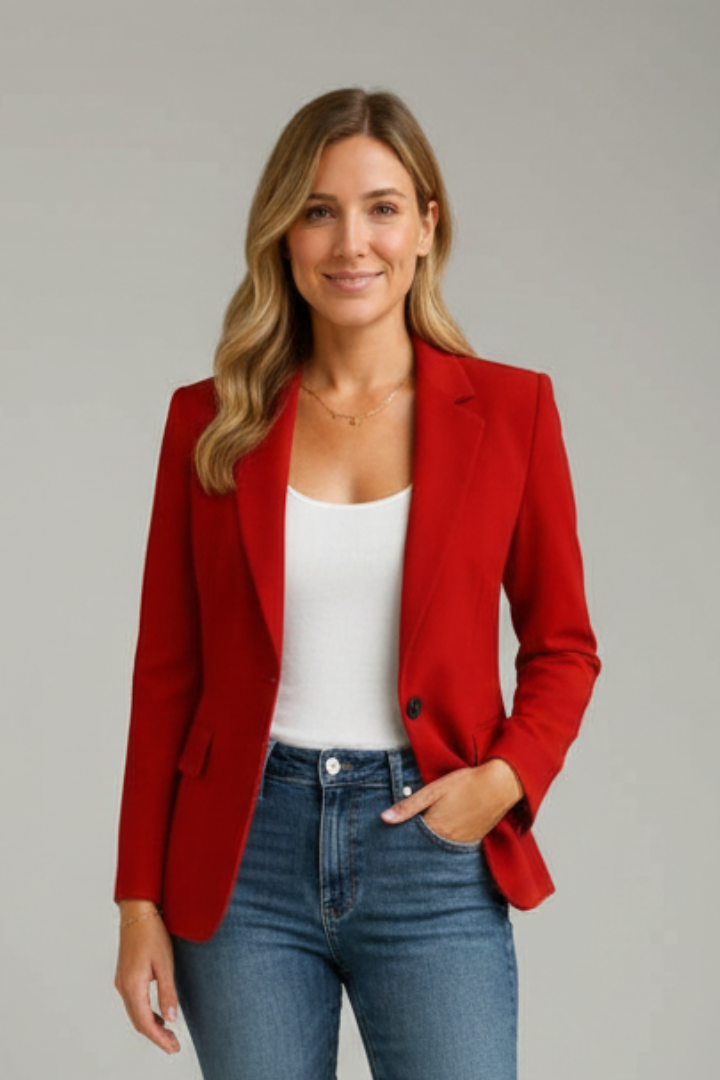 Women's Blazer | Notched Lapel Single Button Long Sleeve