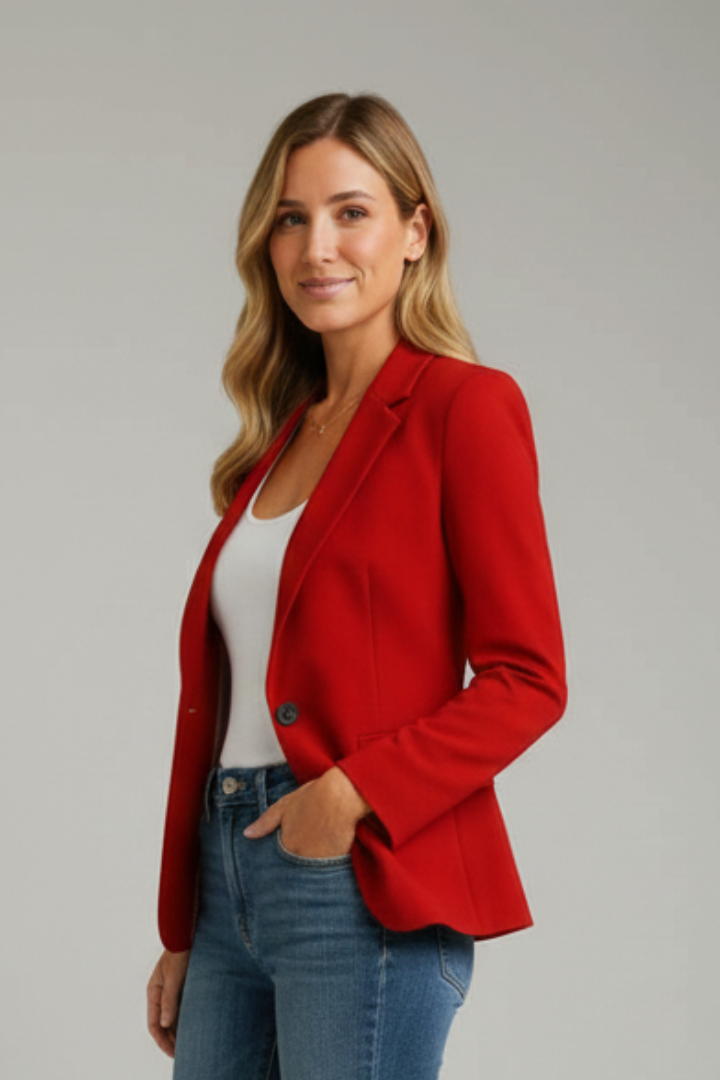 Women's Blazer | Notched Lapel Single Button Long Sleeve