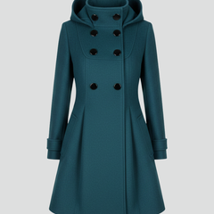 Women's Overcoat | Midi Length Double Button Hood