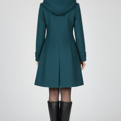 Women's Overcoat | Midi Length Double Button Hood