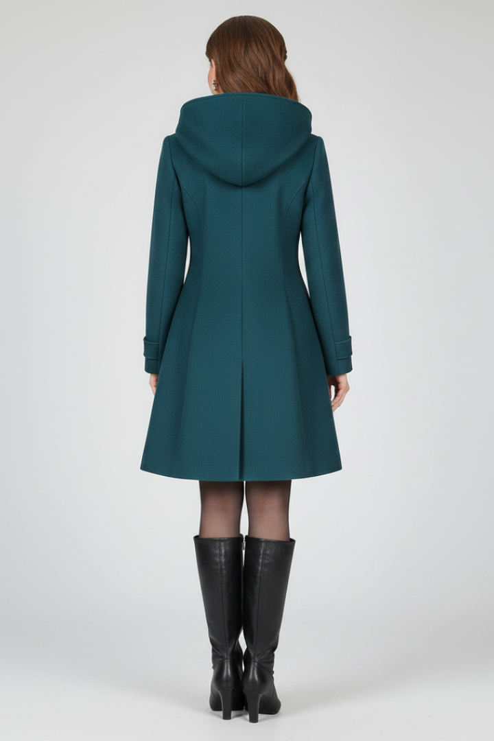 Women's Overcoat | Midi Length Double Button Hood