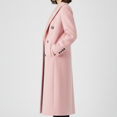 Women's Overcoat | Notched Lapel Double-Breasted Button Closure Midi