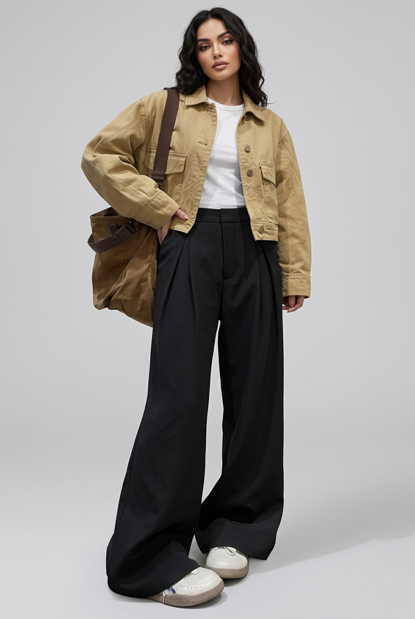 Women's Palazzo Pants | High Rise Wide Leg Pleated Front